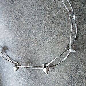 Silver Spiked Choker Spike Collar Wire Necklàce Halloween